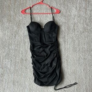 Oh Polly Black Bodycon Mini Dress Sweetheart Neckline